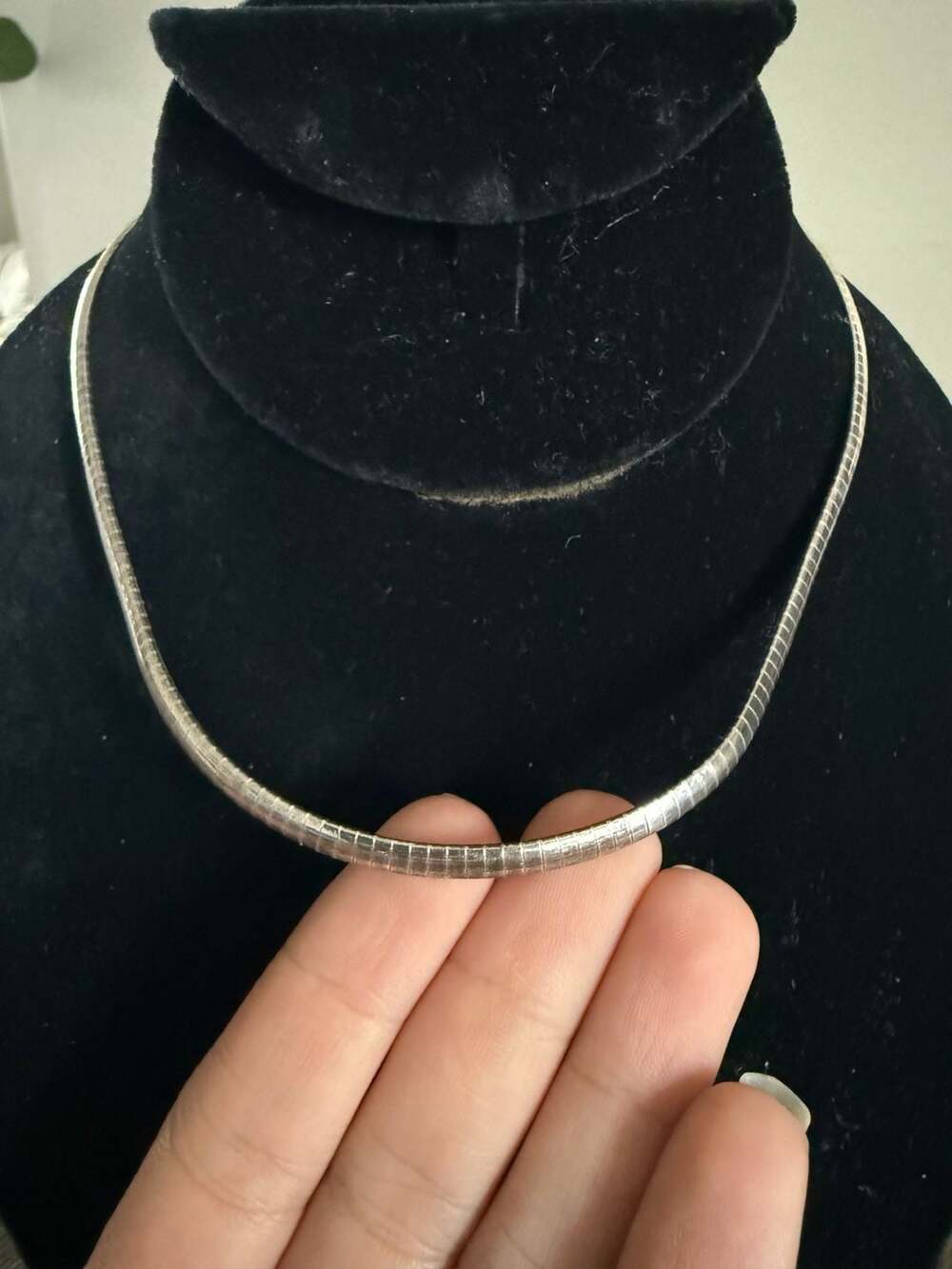 Sterling Silver Omega Chain Necklace 14 Inches 925 Choker